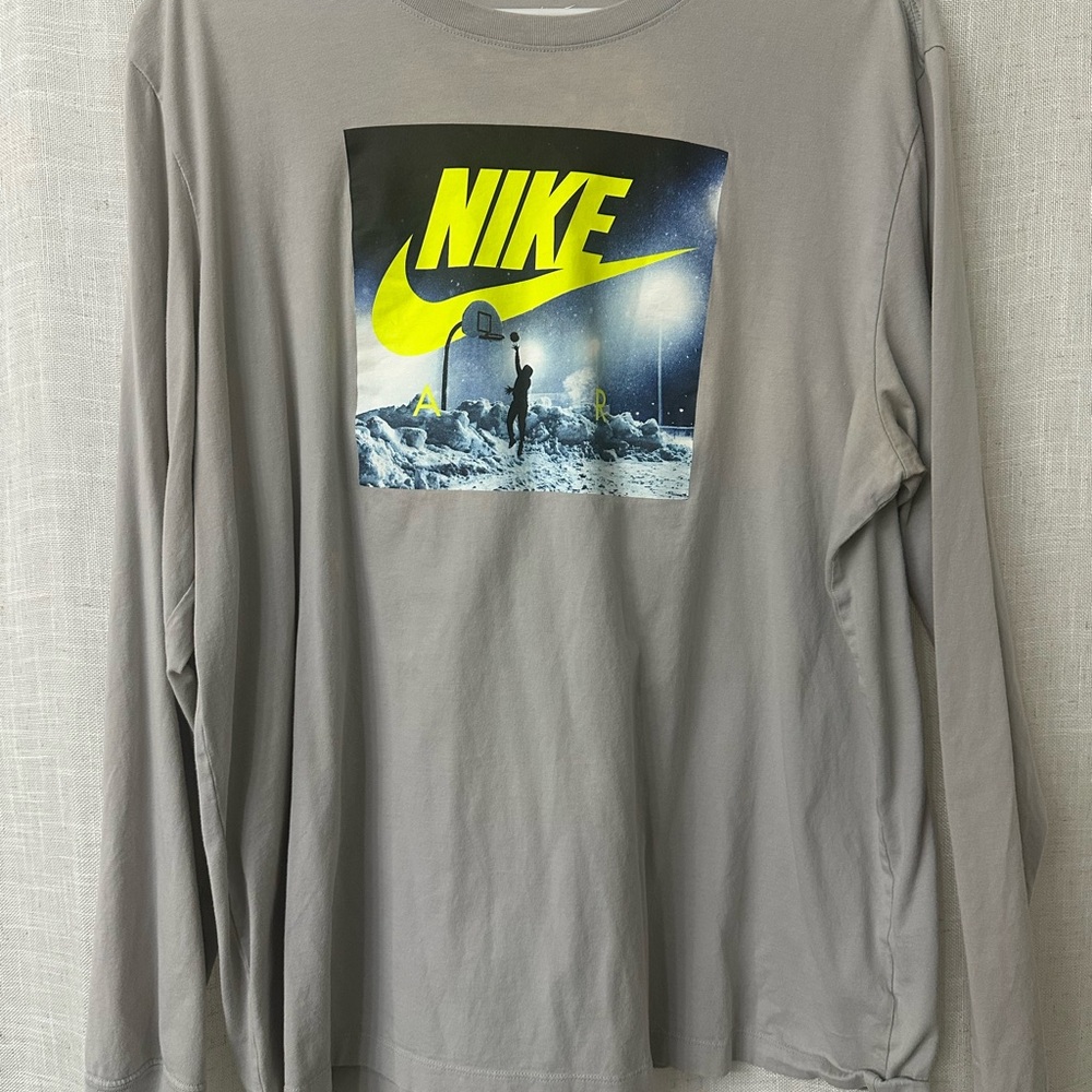 Nike Gray Long Sleeve Tee with Graphic